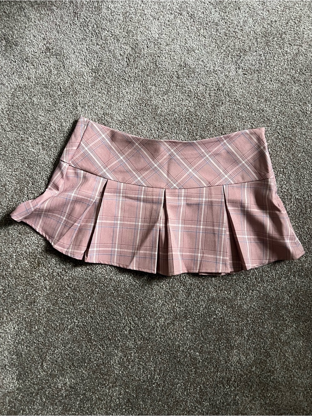 Pleated Pink Plaid Mini Skirt